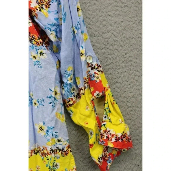 Fig & Flower Long Sleeve Button-Up Floral Blouse-P/S-Cottagecore-Mixed Prints - Picture 10 of 11